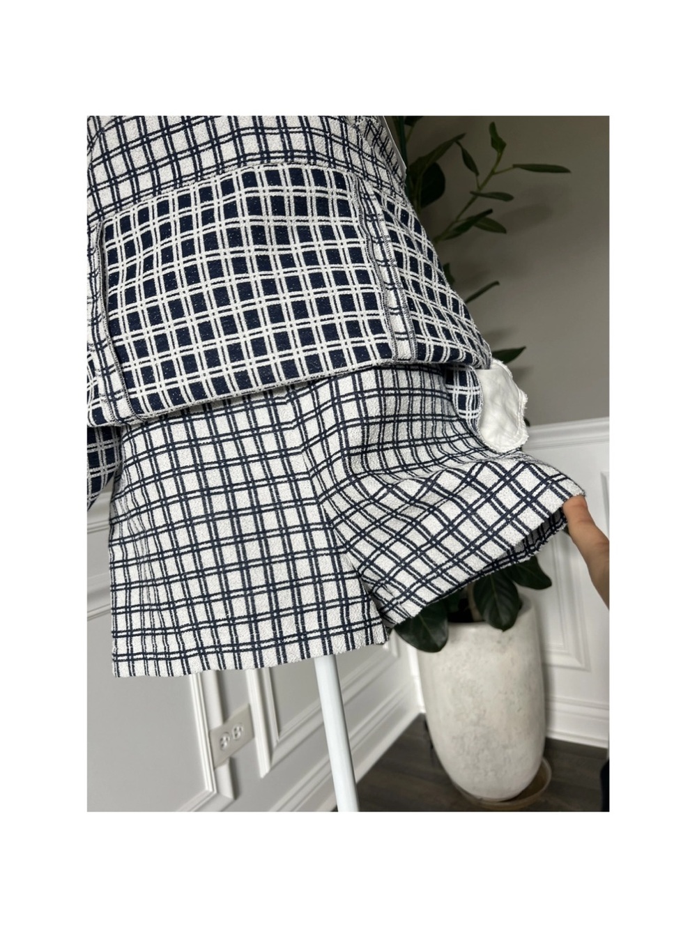 Lisa Marie Fernandez Navy and White Check Scallop-Hem Mini Dress - Picture 2 of 4